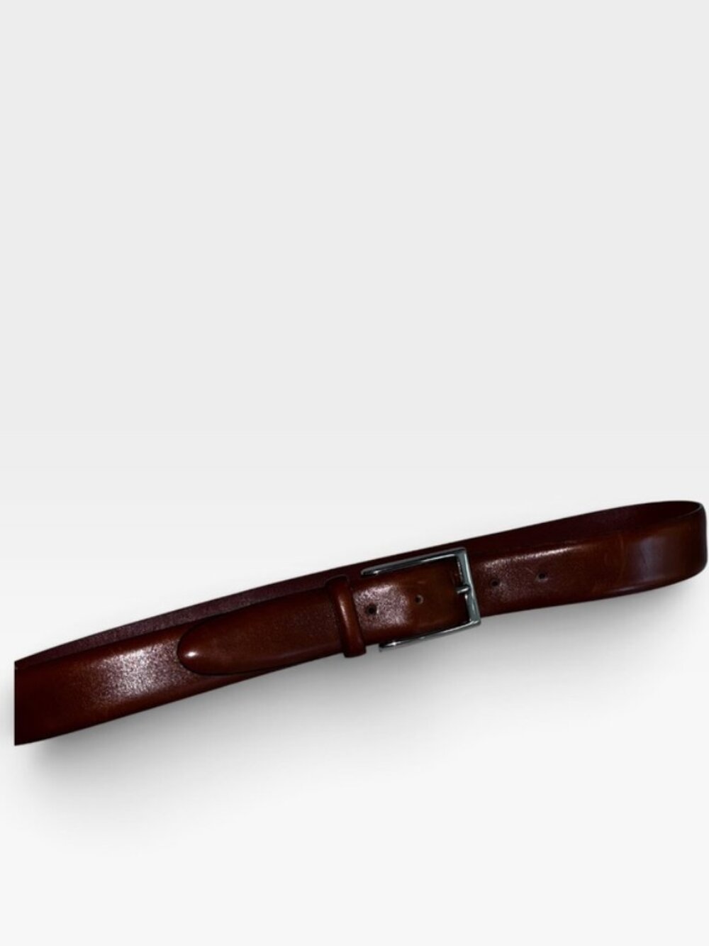 Barneys New York British Tan Genuine leather silver buckle unisex belt 36